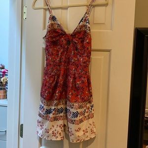 Red and White with Blue flowers Summer Romper w/ Bow in front✨